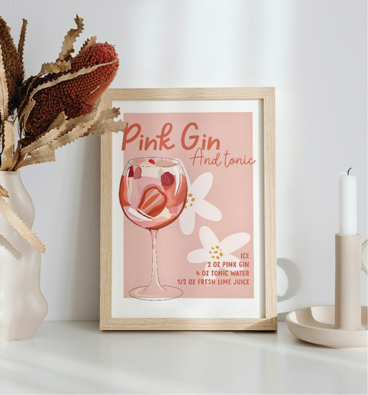 Pink Gin and Tonic Art Print