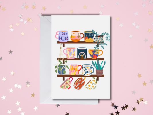 Colourful Mugs Greetings Card