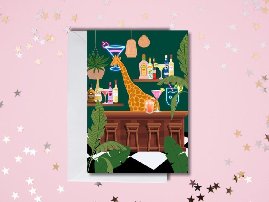 Giraffe Greetings Card - Giraffe Bar