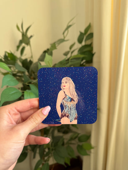 Swiftie Inspired Coaster - Dark Blue Confetti