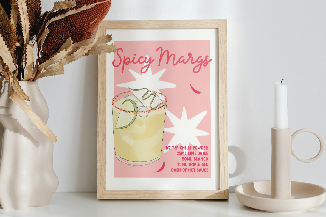 Spicy Margarita Art Print with Recipe