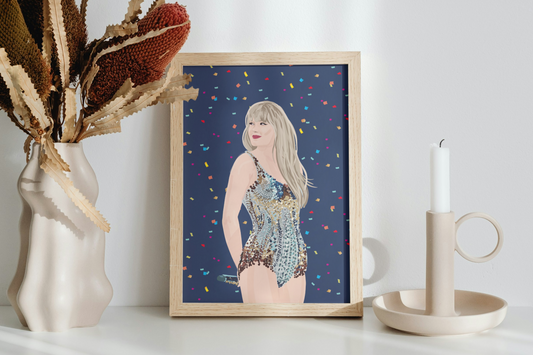 Swiftie Inspired Art Print - Dark Blue Confetti