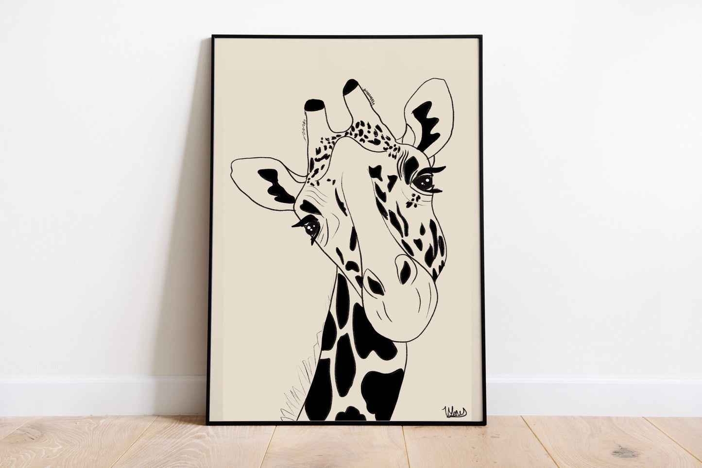 Giraffe Pencil Drawing Art Print