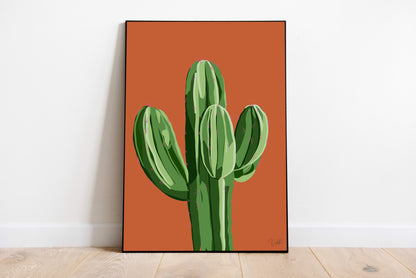 Burnt Orange Cactus Art Print