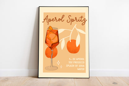 Aperol Spritz Art Print in Sage Green, Yellow or Pink