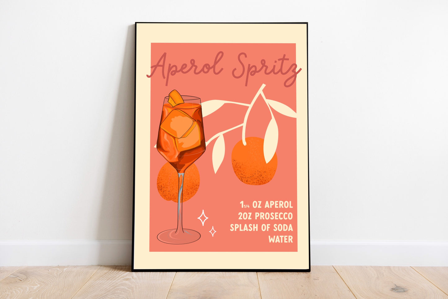 Aperol Spritz Art Print in Sage Green, Yellow or Pink