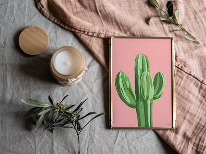 Pink Cactus Art Print