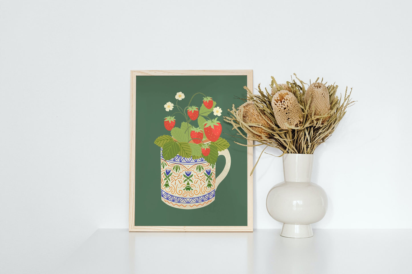 Forest Green Strawberry Plant Art Print