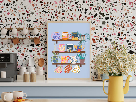 A collection of Mugs Kitchen Art Print