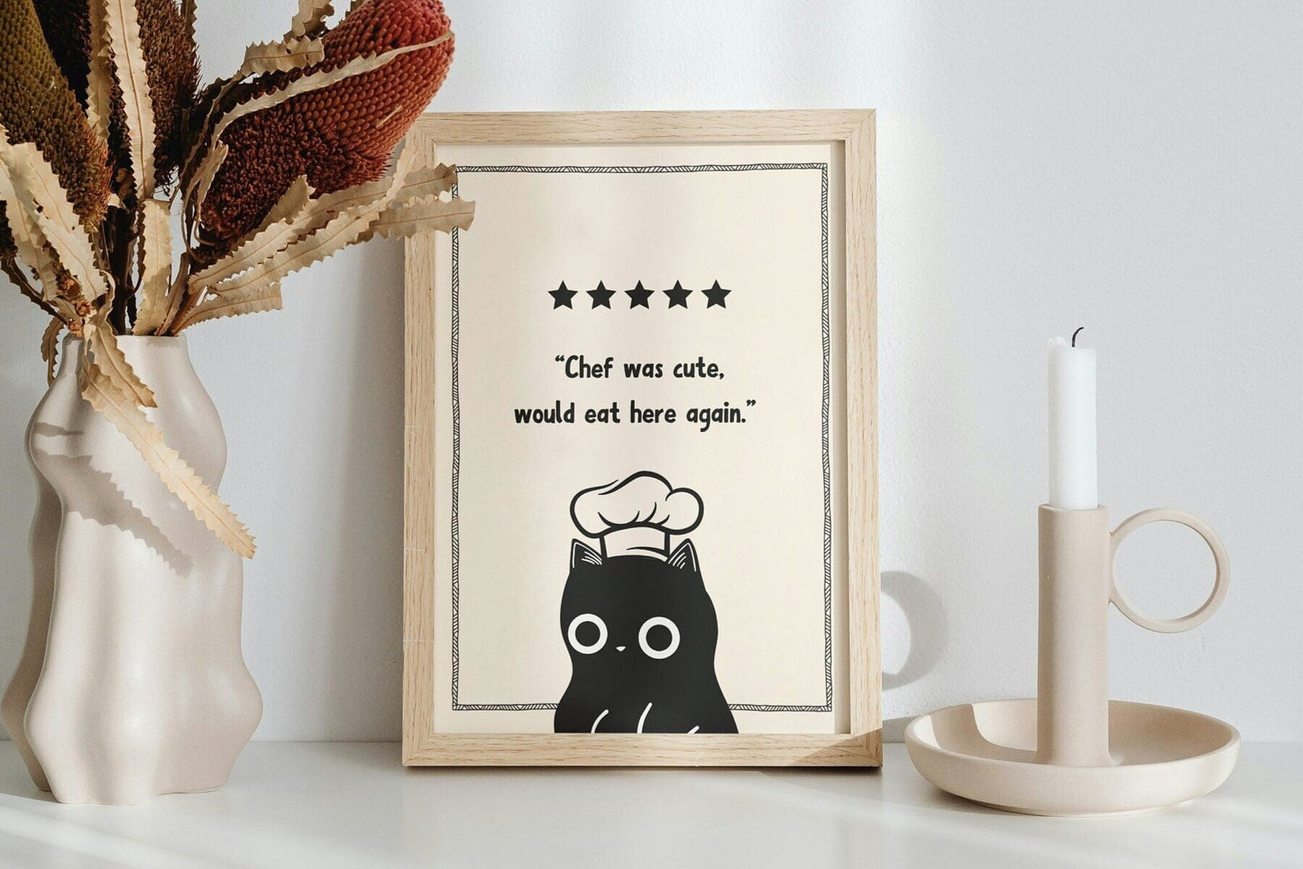 Chef was cute, Would Eat Here Again Cat Art Print