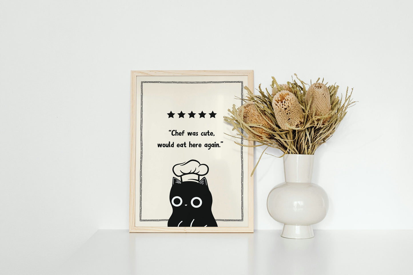 Chef was cute, Would Eat Here Again Cat Art Print